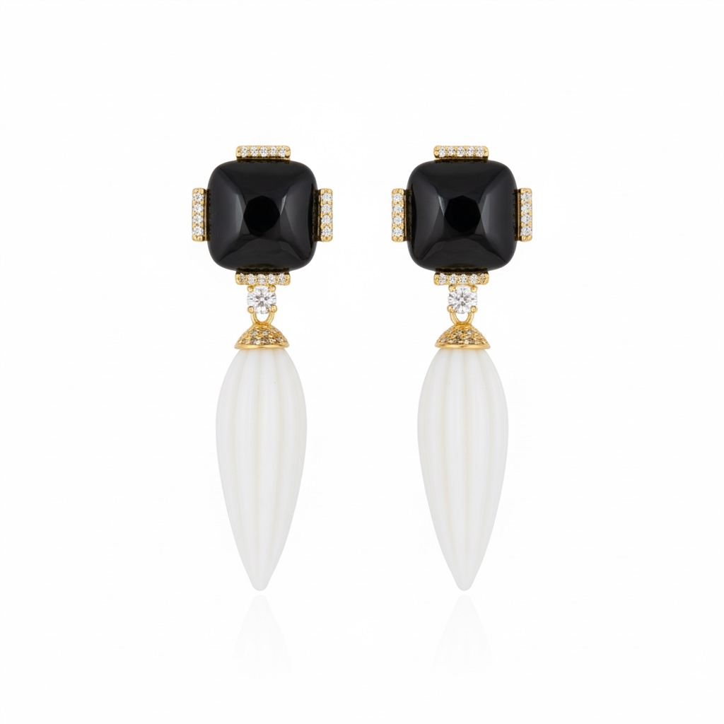 BRINCO NOEMIA PRETO E BRANCO Ouro