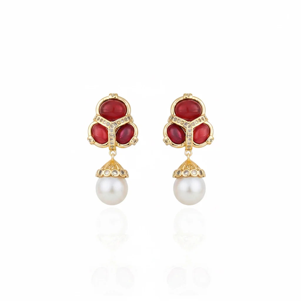 Brinco Martins Vermelho e Branco Ouro