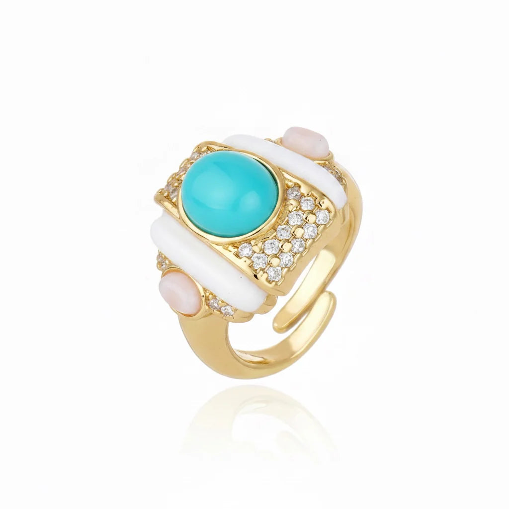 Anel Djanira Turquesa Ouro