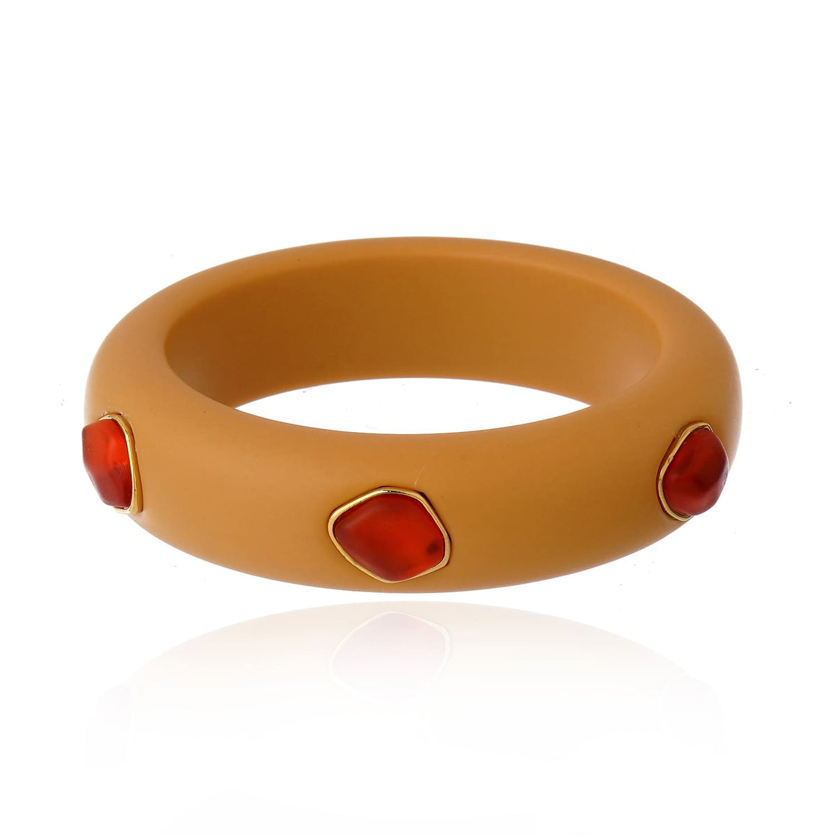 Bracelete Multi Pedras Resina Caramelo e Rubi Ouro