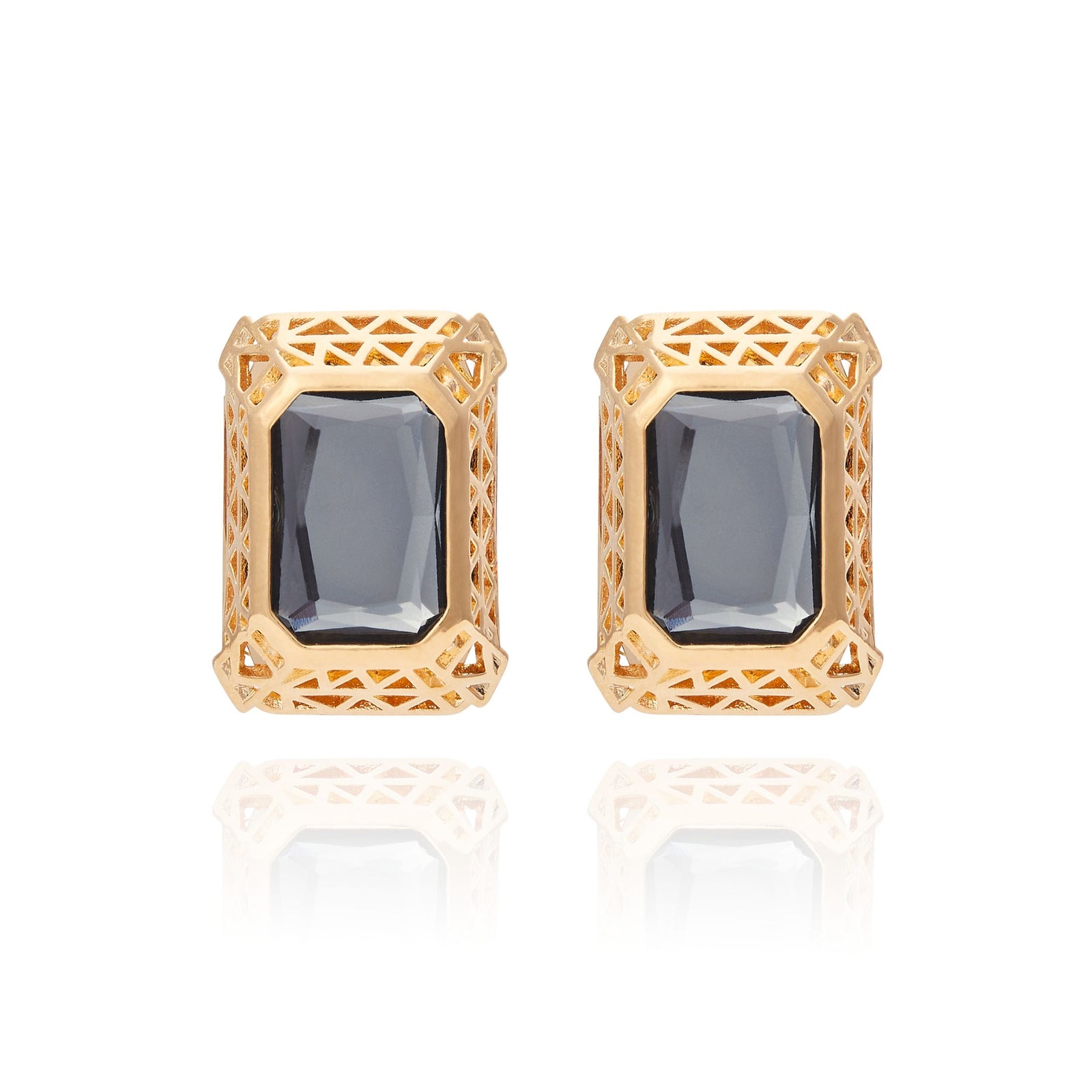 Brinco Gem Bali Black Diamond Ouro