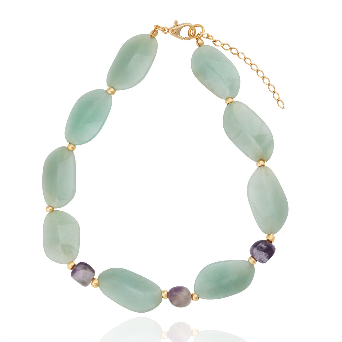 Colar Gota Chocker Ametista e Quartzo Verde Verde