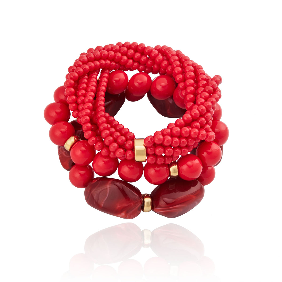 Kit Pulseira Murano Esferas Vermelha Vermelho