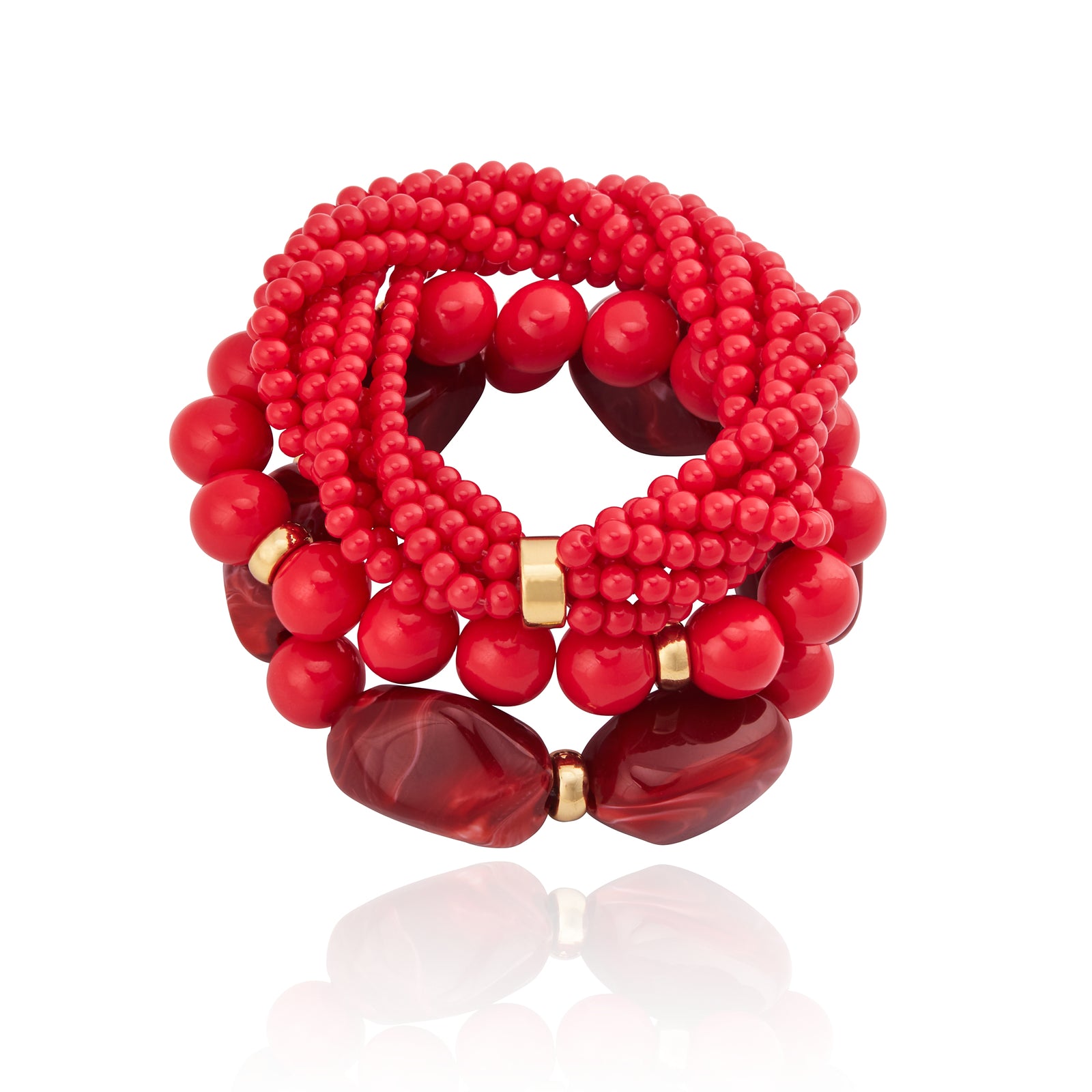 Kit Pulseira Murano Esferas Vermelha Vermelho