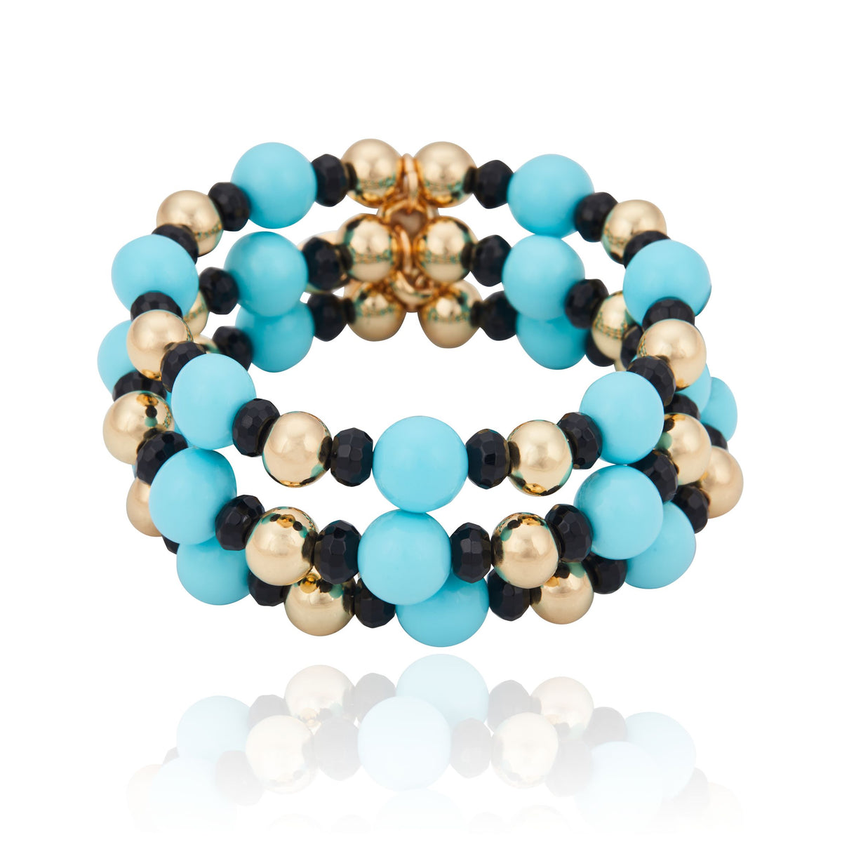 Pulseira Voltas Mini pedras Turquesa Turquesa