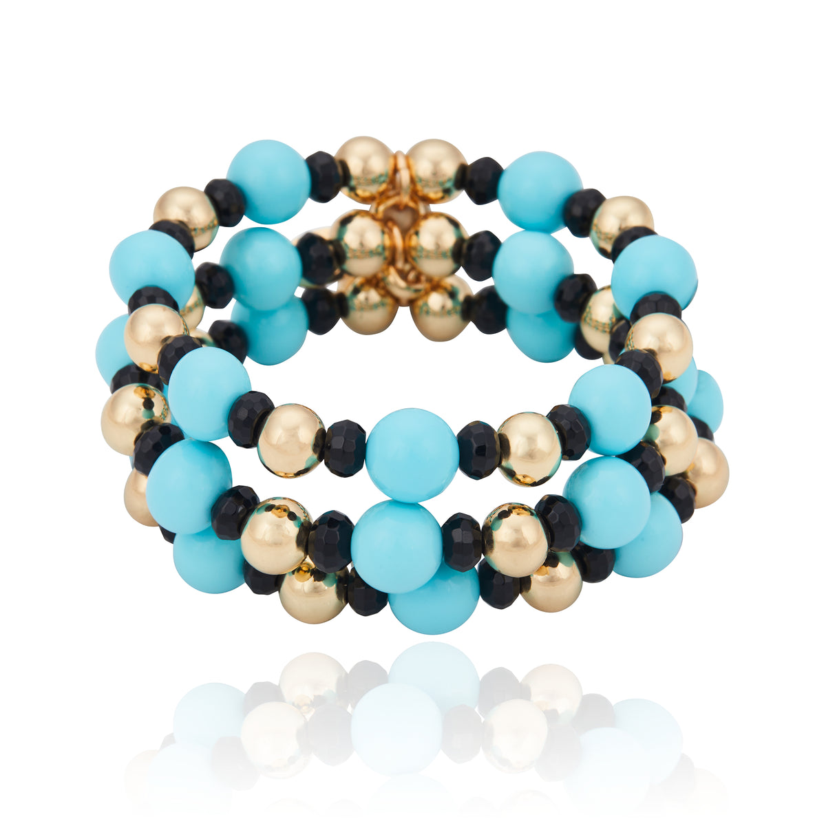 Pulseira Voltas Mini pedras Turquesa Turquesa