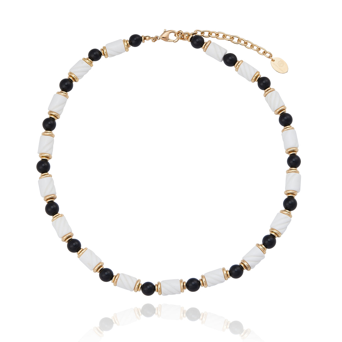 Colar Preto e Branco Gôndola Veneza Ouro