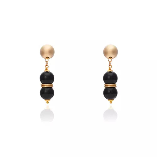 Brinco Mini Taj Mahal Preto Ouro