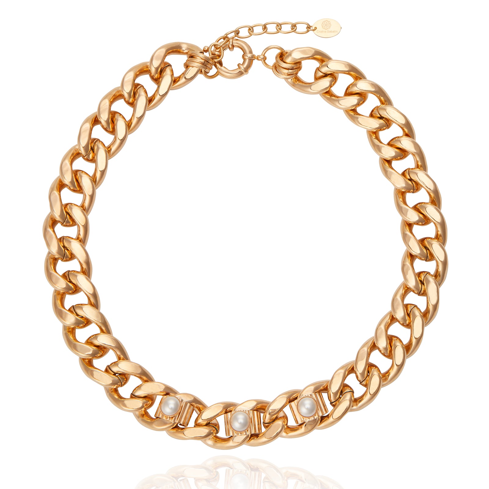 Colar Link Pearl Vietnã Ouro