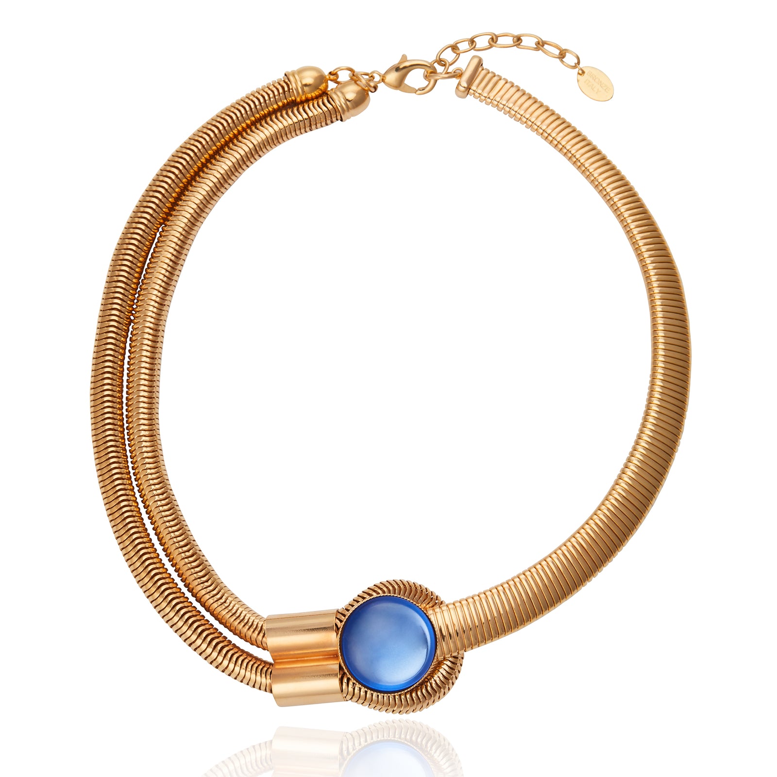 Colar Double Bali Cabochon Blue Ouro