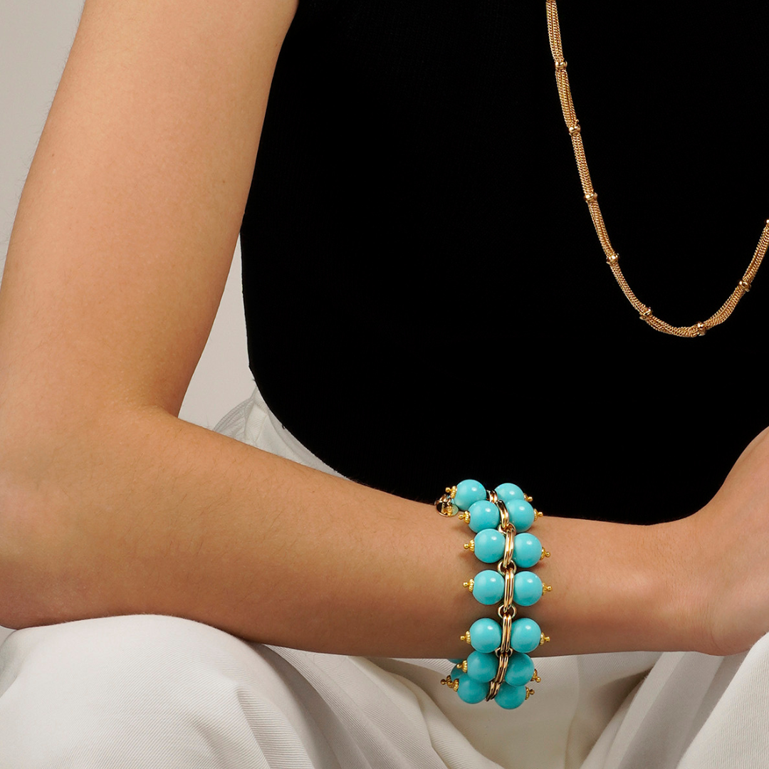 Pulseira India Turquesa Ouro