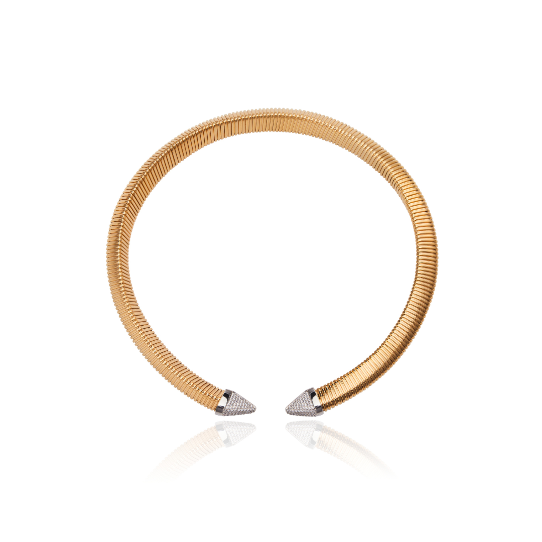 Chocker Lisa Ponteira de Cristais Coliseu Ouro