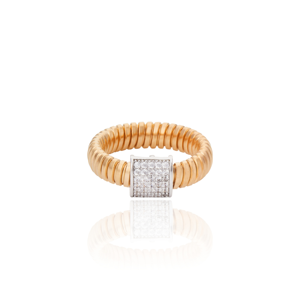 Anel com Cristal Coliseu Ouro
