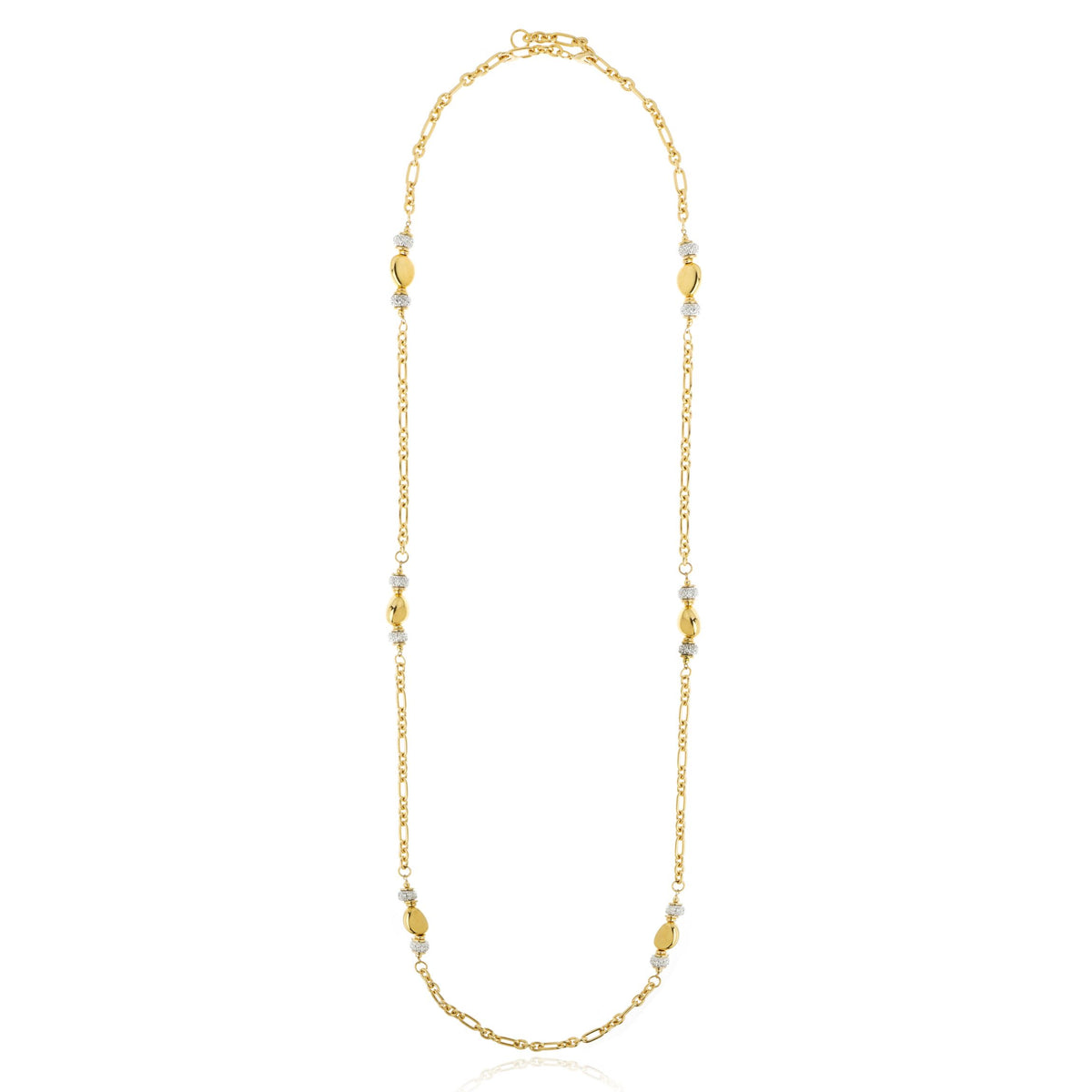 COLAR ELOS COM ESFERA E CRISTAIS LONGO Ouro