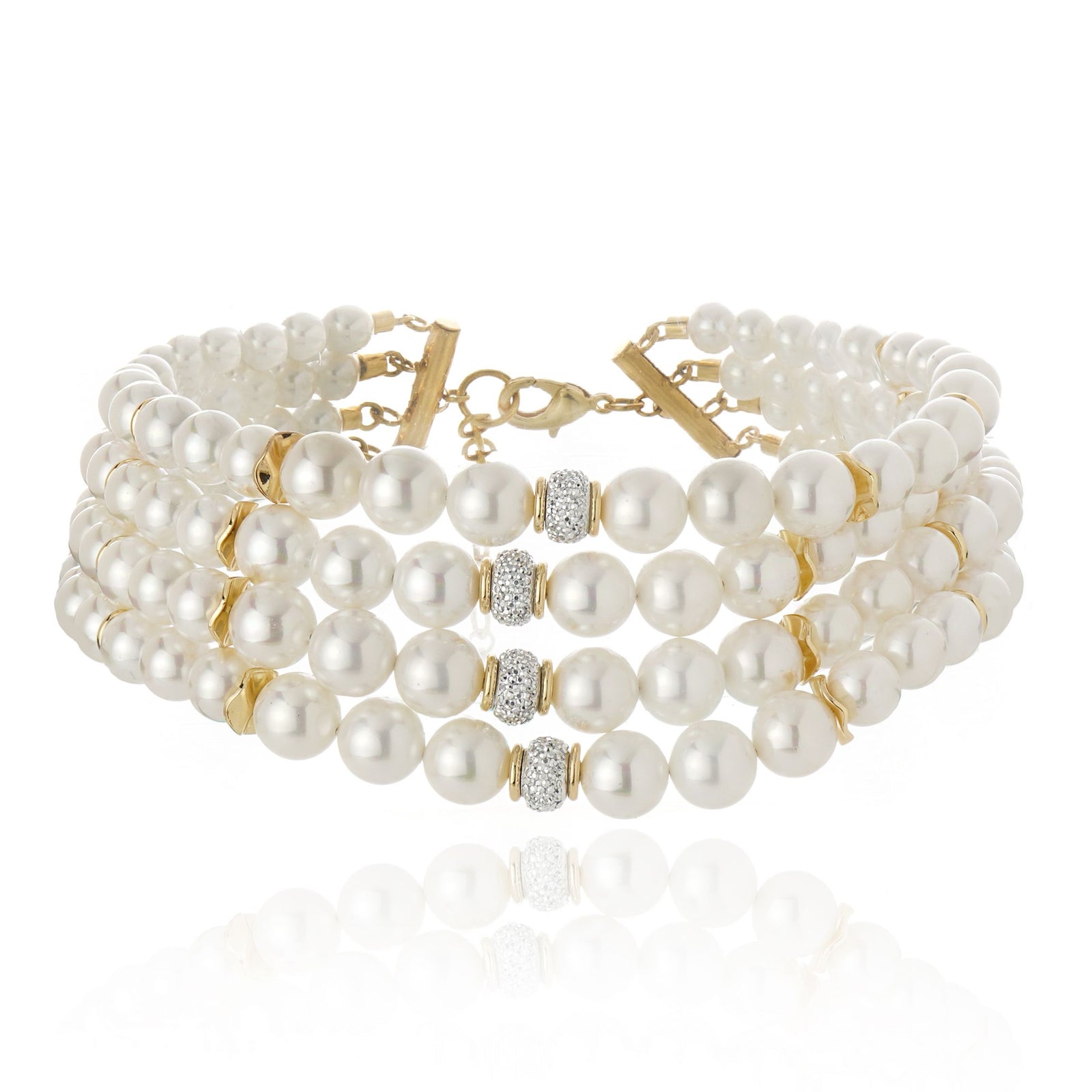 Chocker Perolas 4 voltas Ouro