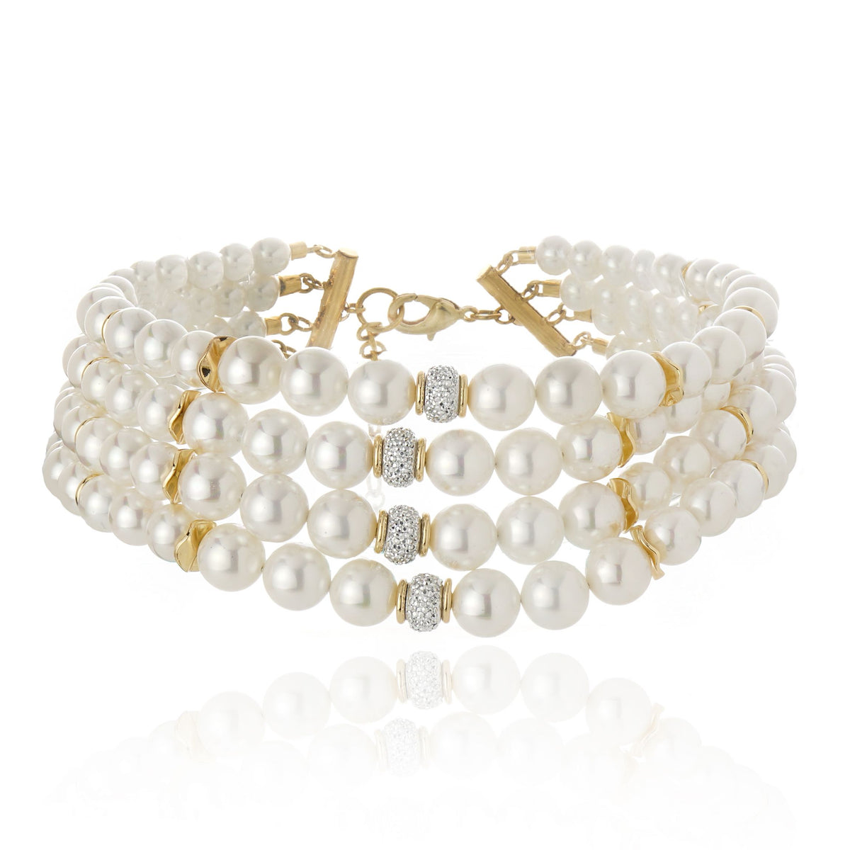 Chocker Perolas 4 voltas Ouro