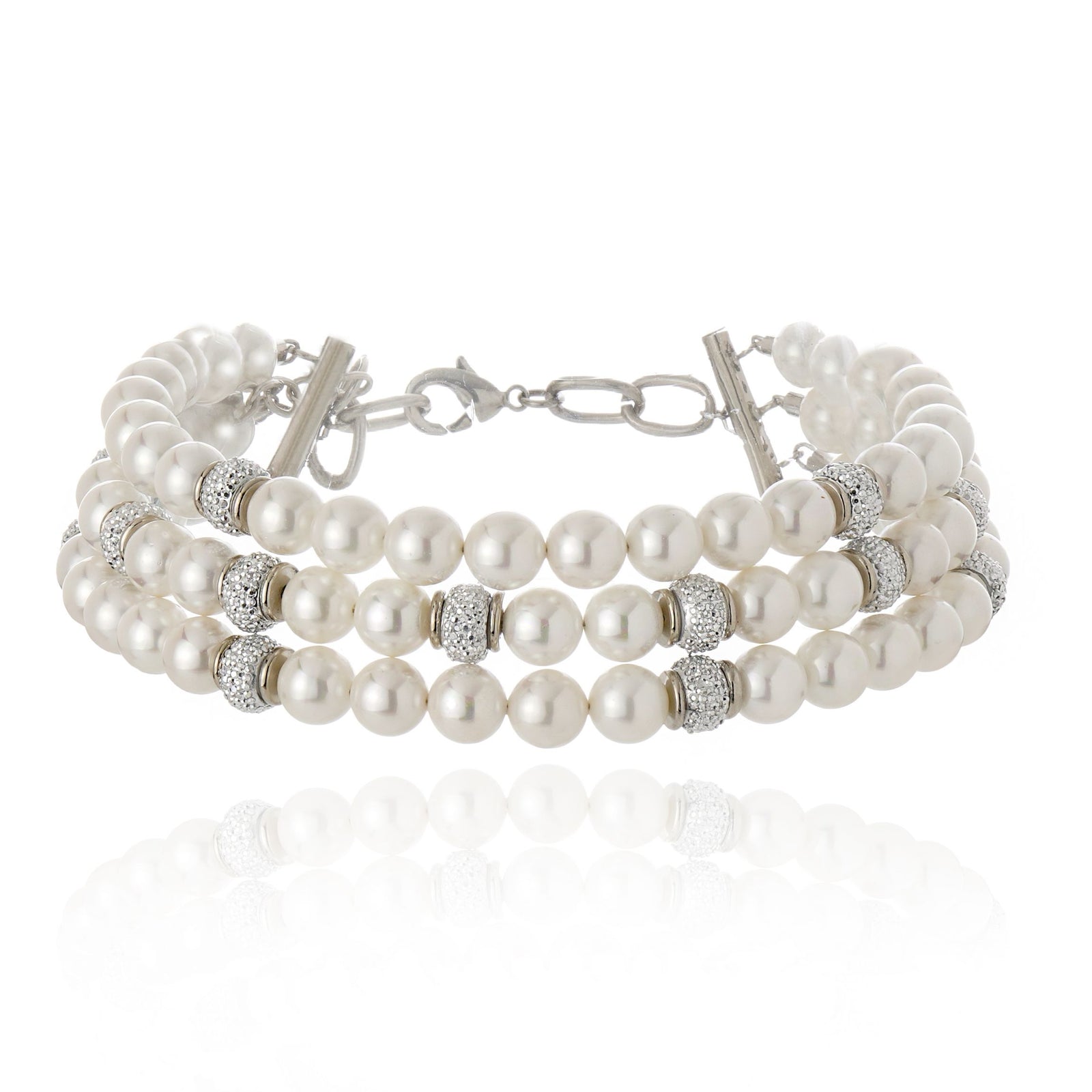 Chocker Perolas 3 voltas Prata Ouro