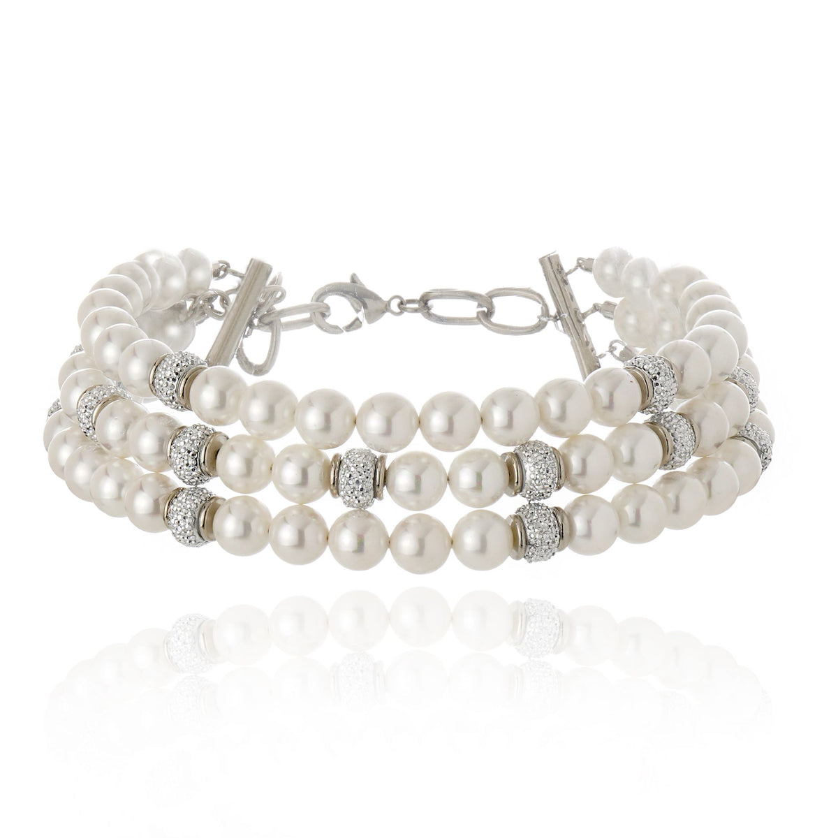 Chocker Perolas 3 voltas Prata Ouro