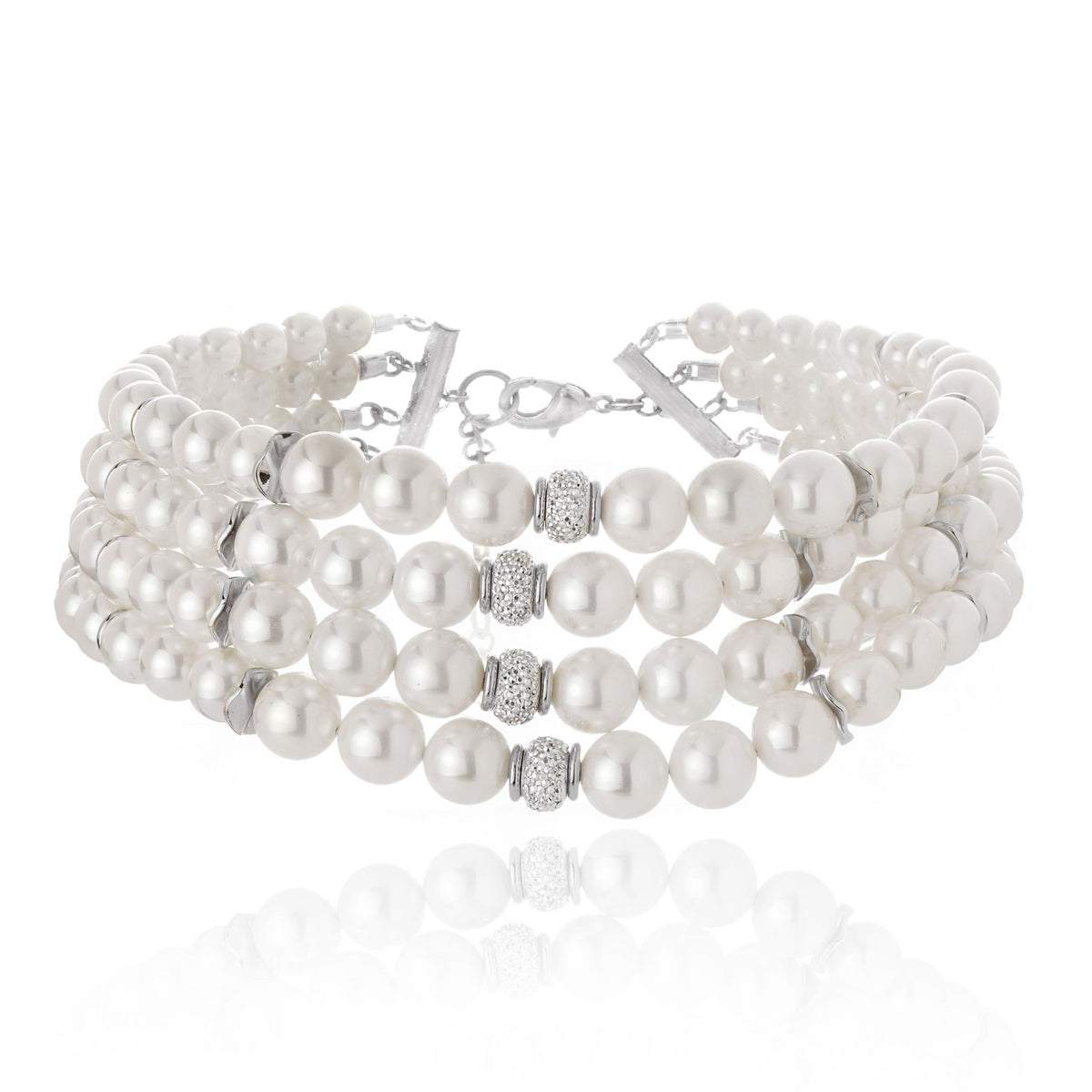 Chocker perolas 4 voltas Prata Ouro
