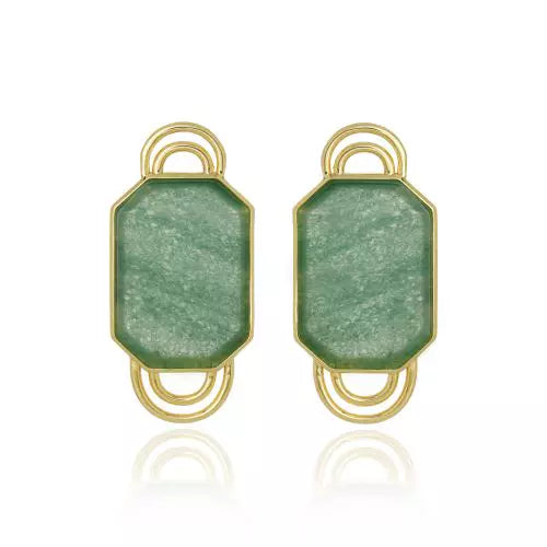 Brinco Arcos Green Aventurine Ouro