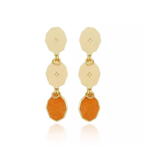 Brinco Triplo Festa Peach Calcita Icons Ouro