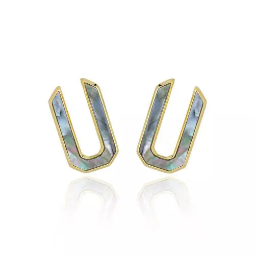 Brinco Orgânico Madreperola Negra Icons Ouro