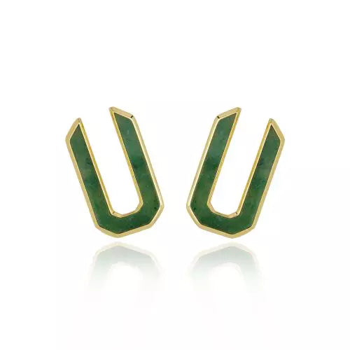 Brinco Orgânico Green Aventurine Icons Ouro