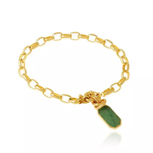Pulseira Elos Green Aventurine Icons Ouro