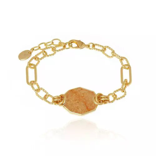 Pulseira Elos Peach Calcita Icons Ouro