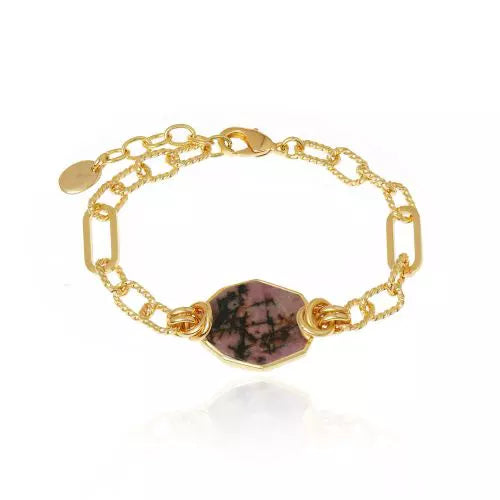 Pulseira Elos Rodonite Icons Ouro