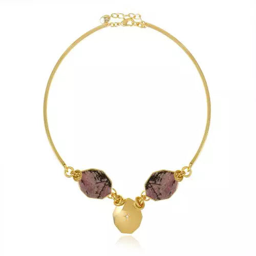 Colar Aro Classico Rodonite Icons Ouro