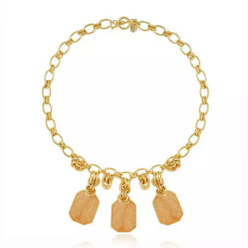 Colar Pingentes Peach Calcita Icons Ouro