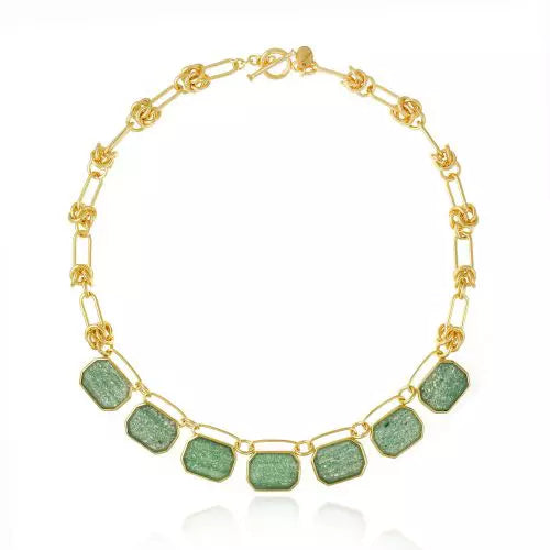 Colar Elos Pedras Green Aventurine Icons Ouro