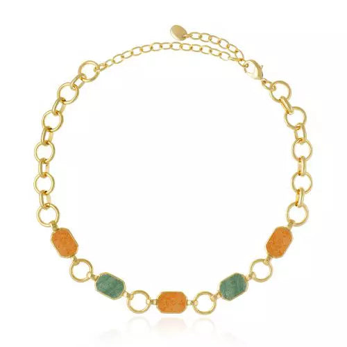 Chocker Organica Peach Calcita/Green Icons Ouro