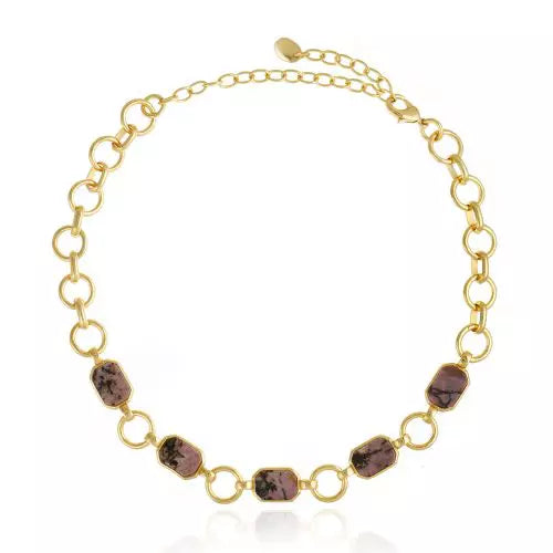 Chocker Organica Rodonite Icons Ouro