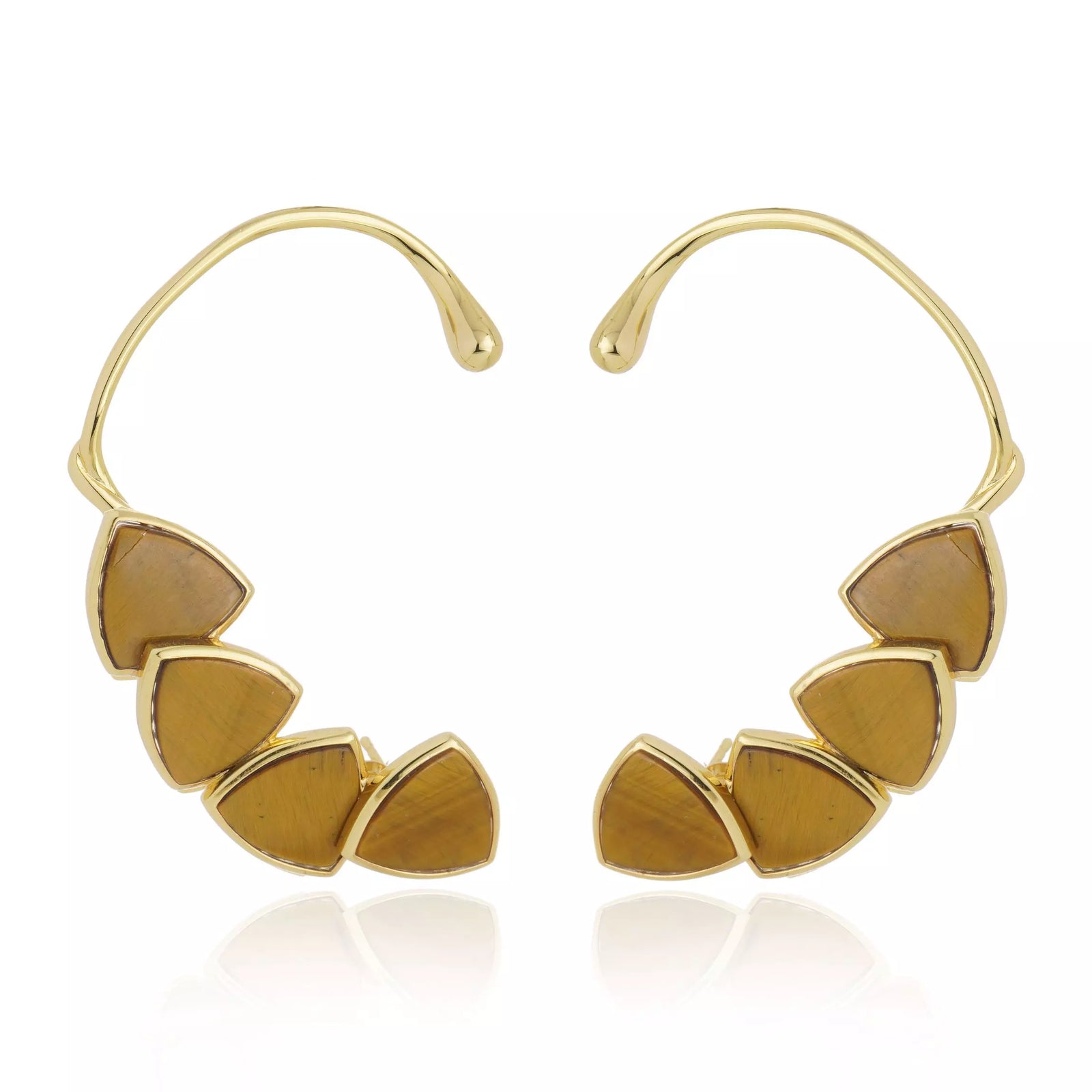 BRINCO EARCUFF AURORA OLHO DE TIGRE AMARELO  Ouro