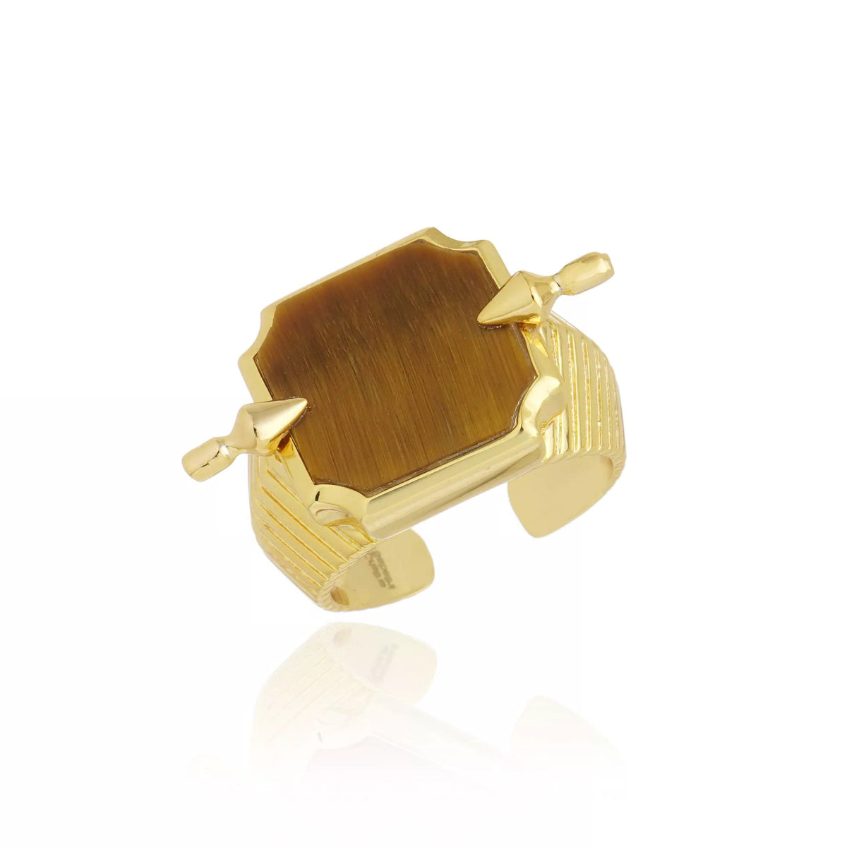 ANEL ÍRIS OLHO DE TIGRE AMARELO Ouro