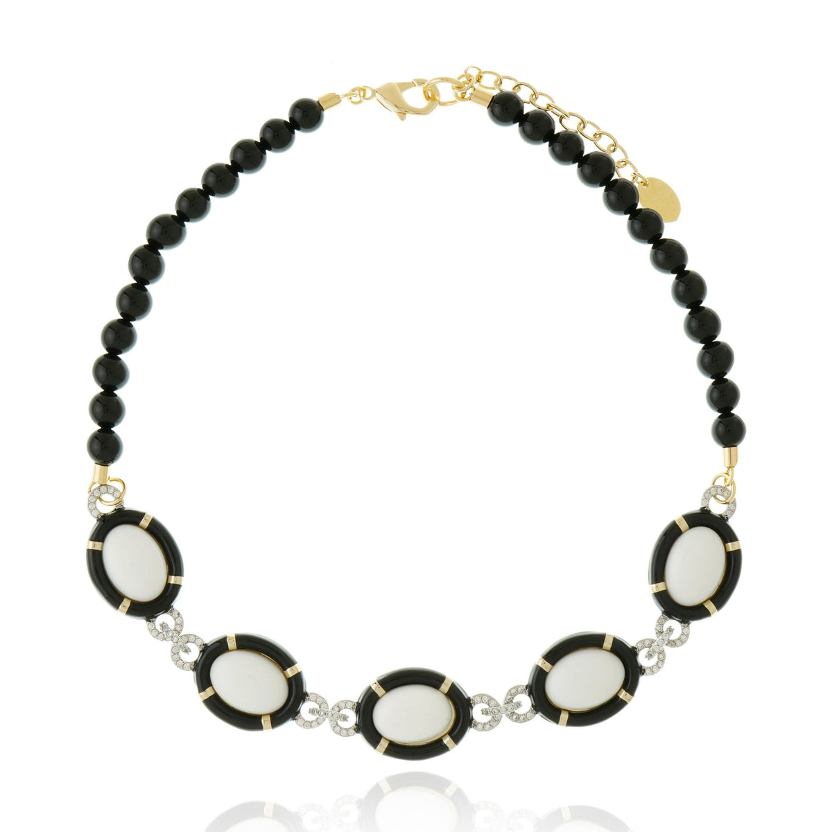 COLAR OVAL PRETO E BRANCO Ouro