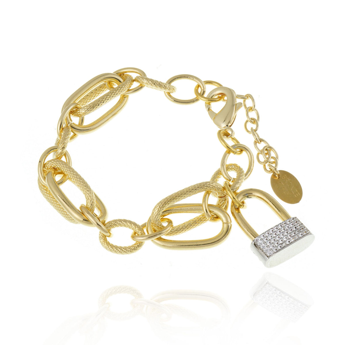 PULSEIRA MEINA FIOS ELOS CADEADO GHIFFA Ouro