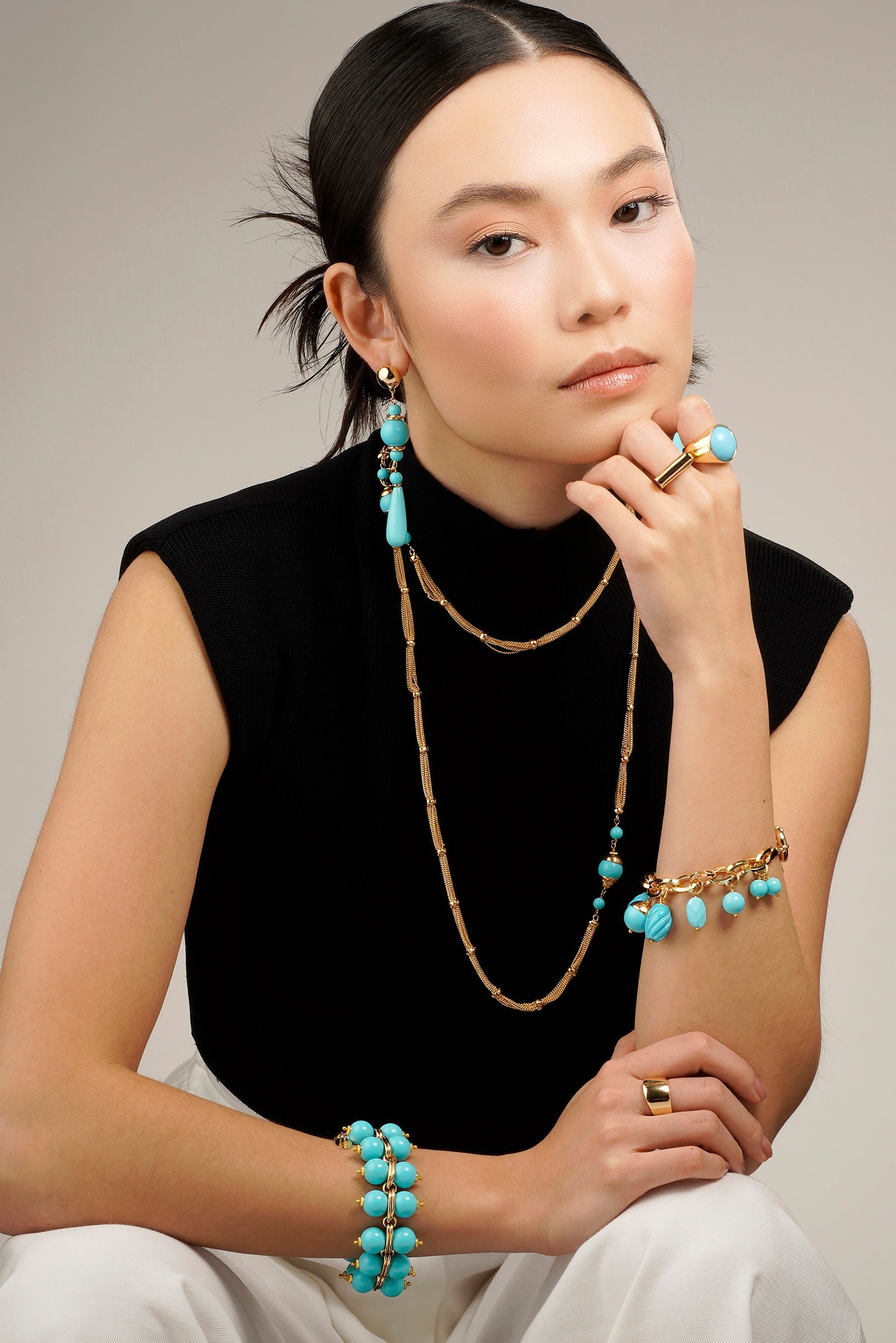 Pulseira India Turquesa Ouro
