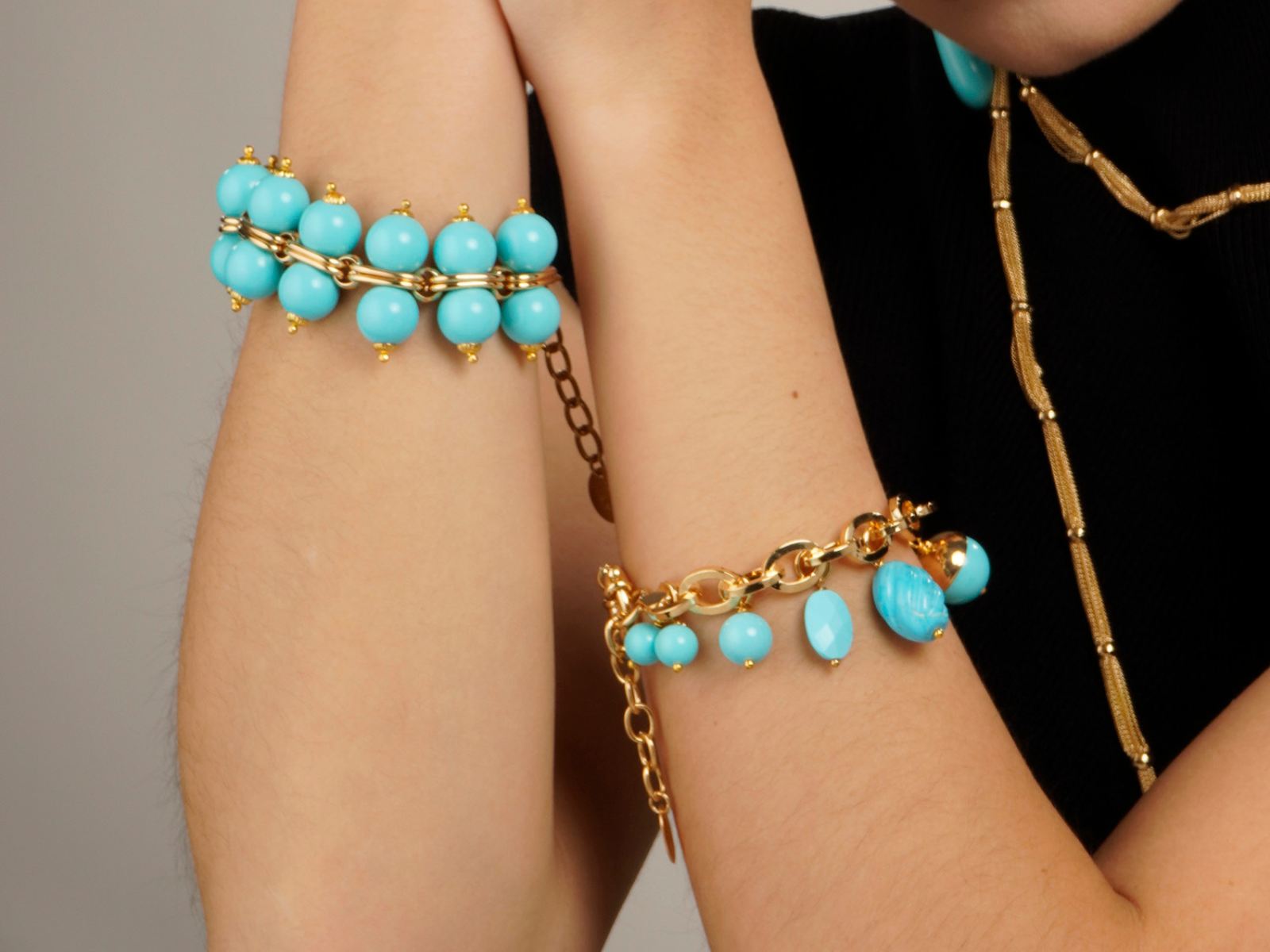 Pulseira India Turquesa Ouro