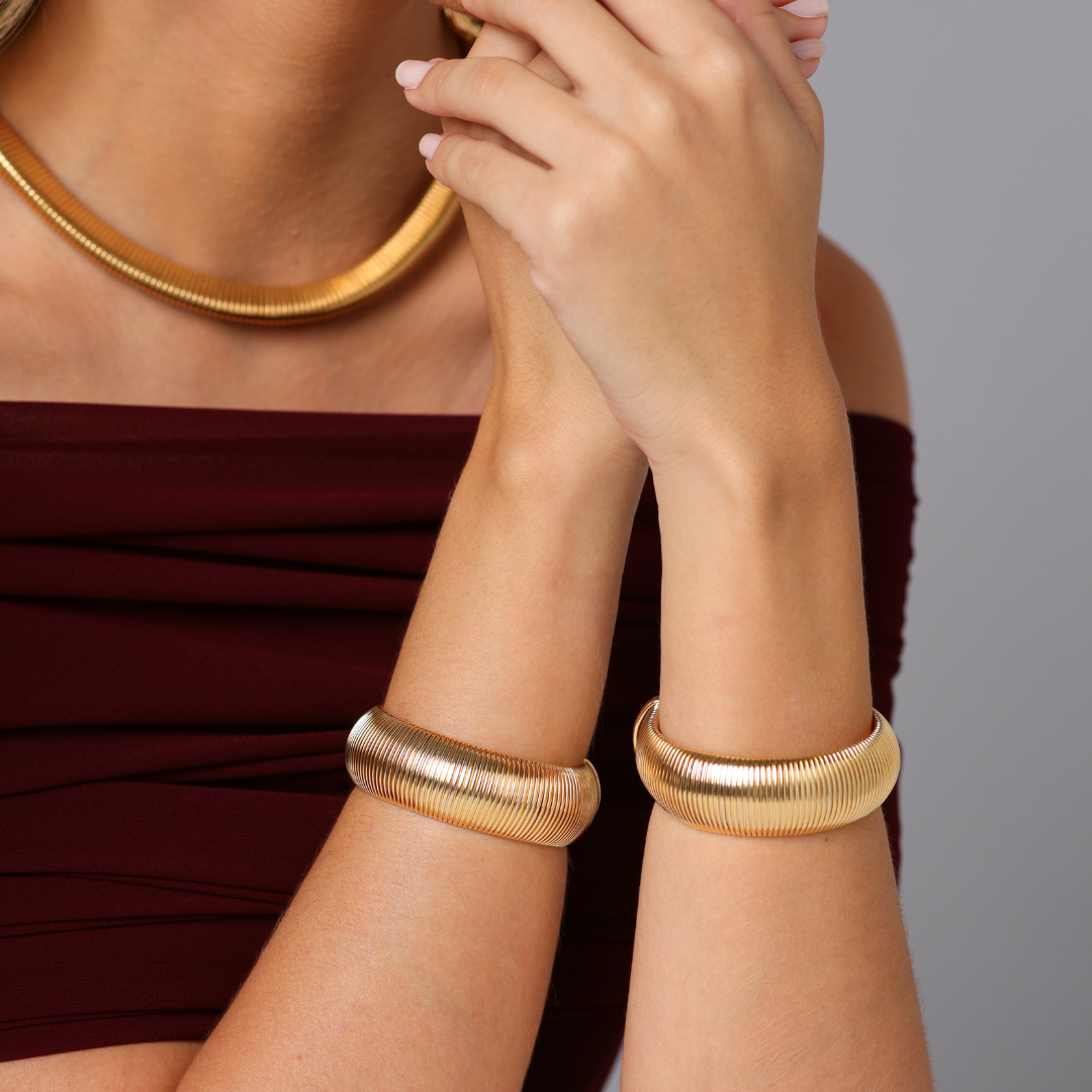 Bracelete Largo Liso Tubogás Coliseu Ouro
