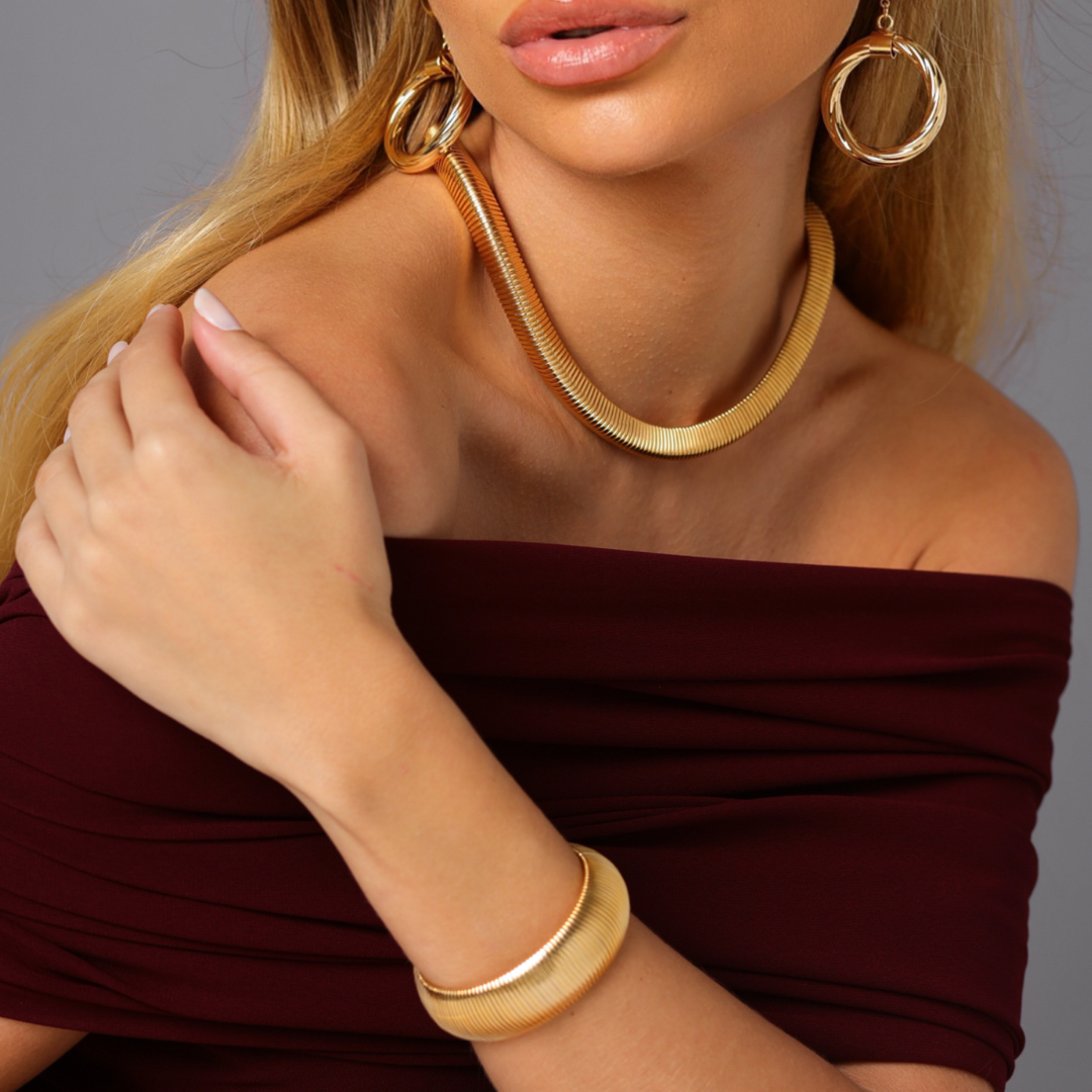 Bracelete Largo Liso Tubogás Coliseu Ouro