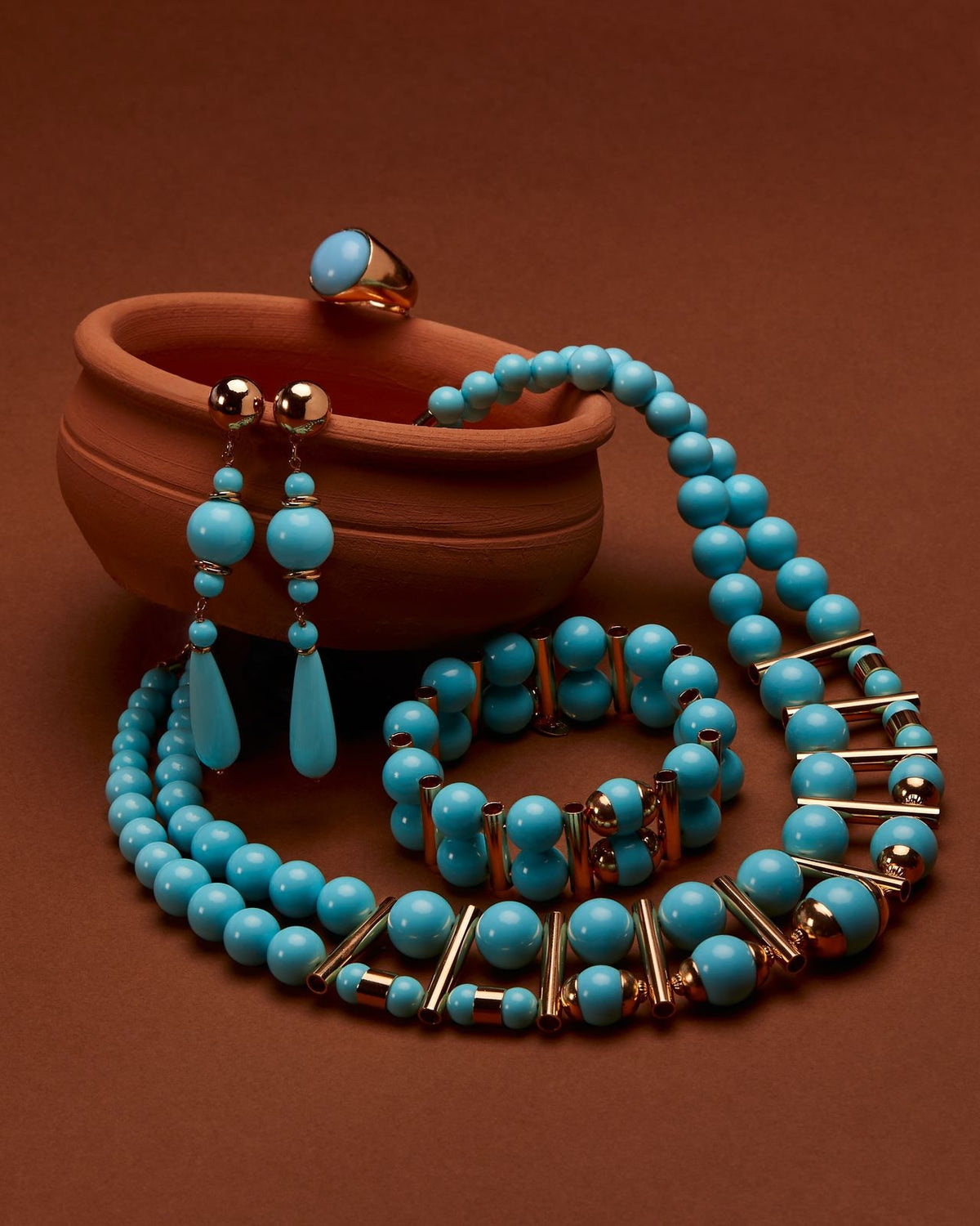 Pulseira Queen Mahal Turquesa Ouro