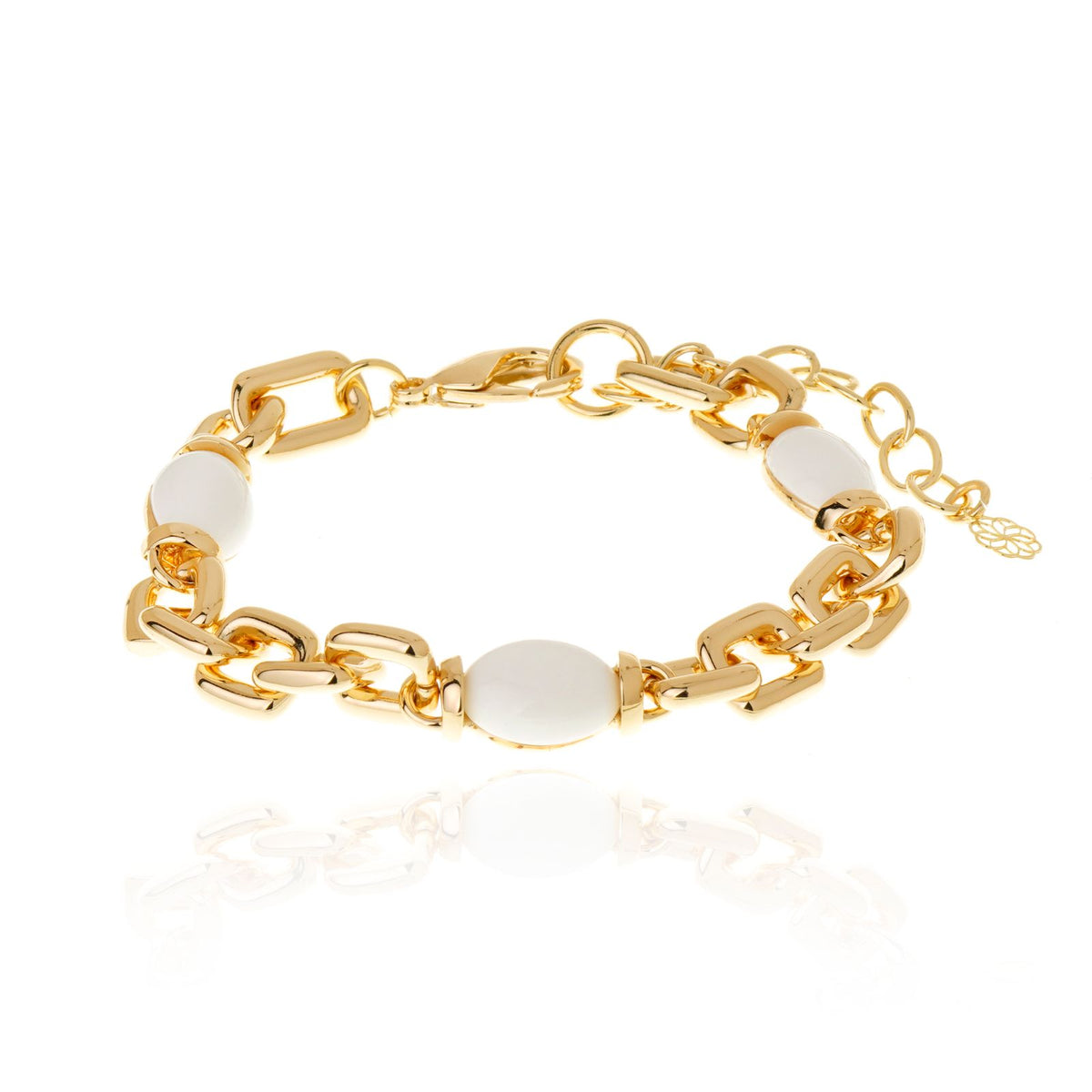 PULSEIRA ELOS MINI COM PEDRAS BRANCA Ouro